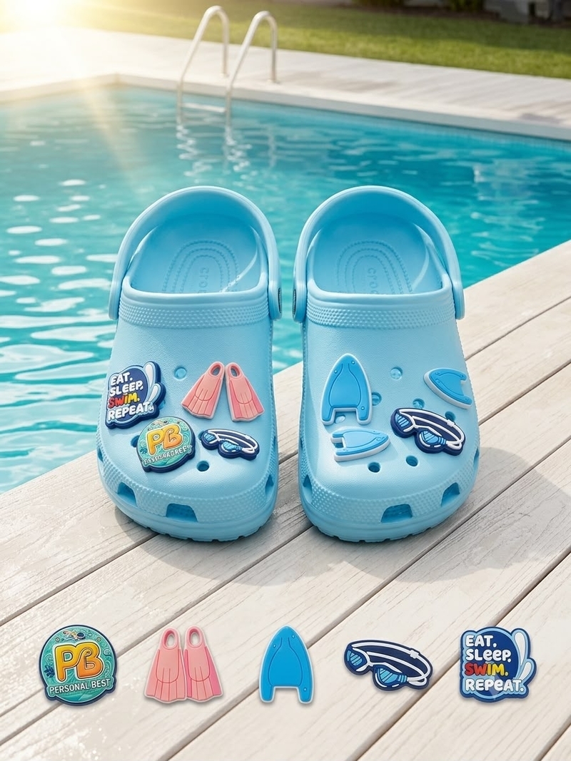 [自家製]Crocs 洞洞鞋游泳主題鞋扣裝飾